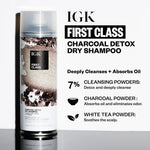 IGK FIRST CLASS Charcoal Detox Dry Shampoo | Volume + Soothes Scalp + Balance Oil | Vegan + Cruelty Free |