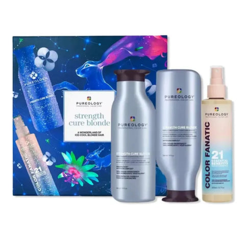 PUREOLOGY STRENGTH CURE SHAMPOO CONDITIONER & LEAVE- IN SPRAY SET